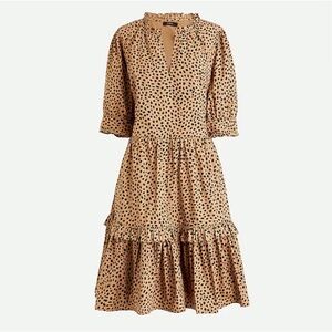 J. Crew Tan and Black Polka Dot Midi Dress